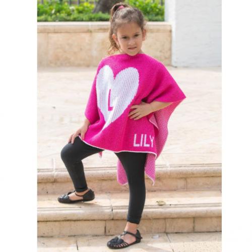 Personalized Hand Knit Kids Single Heart Poncho  Apparel & Accessories > Clothing > Baby & Toddler Clothing > Baby & Toddler Dresses