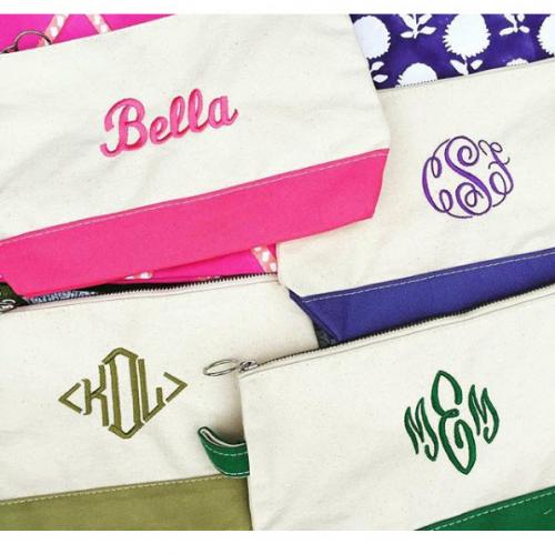 Monogrammed Canvas Makeup Bag  Luggage & Bags > Toiletry Bags