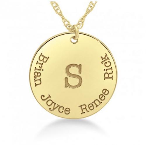 Personalized Family Initial Disc Necklace  Apparel & Accessories > Jewelry > Necklaces