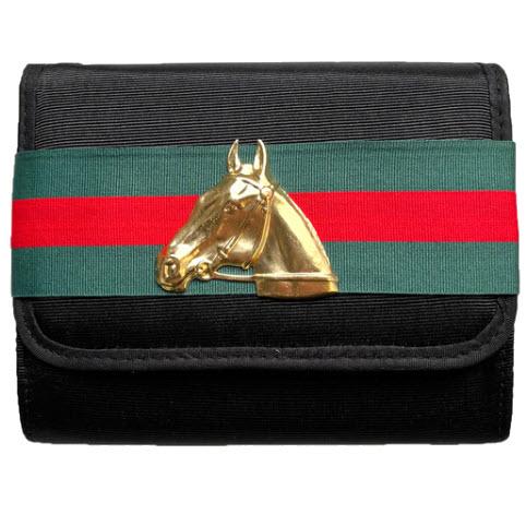 Lisi Lerch Eleanor Horse Head Red and Green Band Clutch  Apparel & Accessories > Handbags > Clutches & Special Occasion Bags