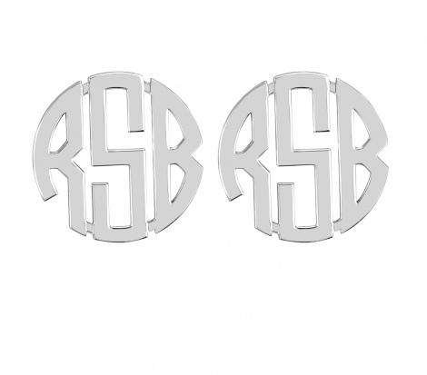Monogrammed Circle Font Earrings on Post  Apparel & Accessories > Jewelry > Earrings