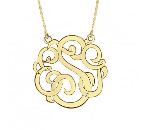 Monogrammed Pendant with Diamond Accent  Apparel & Accessories > Jewelry > Necklaces