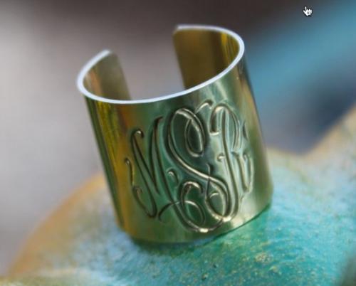 Monogrammed Wide Cuff Ring  Apparel & Accessories > Jewelry > Rings
