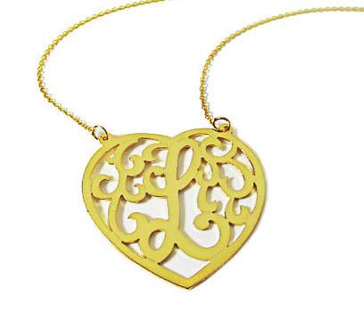 Monogrammed Cut Out Heart Necklace   Apparel & Accessories > Jewelry > Necklaces