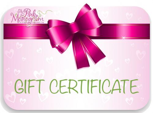 The Pink Monogram Gift Certificates  Buy Gift Certificate Arts & Entertainment > Party & Celebration > Gift Giving > Greeting Cards