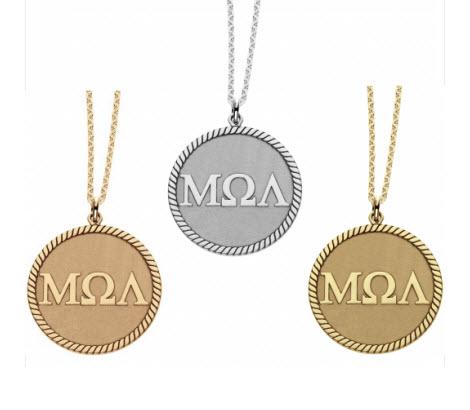 Personalized Necklace with Greek Letters on Disc  Apparel & Accessories > Jewelry > Necklaces