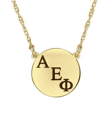 Monogrammed Necklace with Greek Initials on Round Charm   Apparel & Accessories > Jewelry > Necklaces