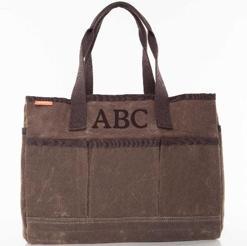 Monogrammed Olive Canvas Utility Tote   Apparel & Accessories > Handbags > Tote Handbags