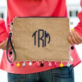 Monogrammed Pom Pom Clutch With Multicolor  . . . 