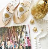 White With Gold Shell Palm Beach Sandals