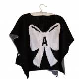 Hand Knit Personalized Kids Poncho With Bow