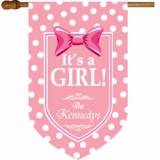 It's A Girl Monogrammed House Flag