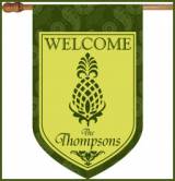 Pineapple And Green Paisley Monogrammed Flag
