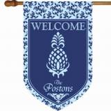 Monogrammed Welcome Pineapple And Blue Flag