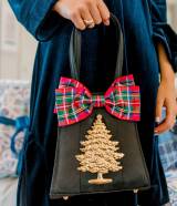 Holiday Black Purse With Plaid Bow And  . . . 