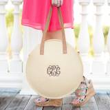 Monogrammed Round Natural Bungalow Tote