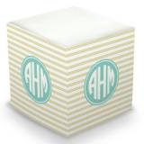 Personalized Bold Stripe Gold Memo Cube