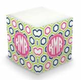 Personalized Maggie Lime & Navy Memo Cube
