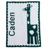 Giraffe And Name Monogrammed Stroller Blanket