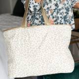 Monogrammed Natural Leopard Ally Tote