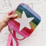 Beaded Crossbody Stars And Rainbow Stripes