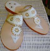 White Patent And Gold Palm Beach Sandals