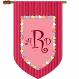 Monogrammed House Flag With Valentine Hearts