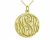 Monogrammed Hand Engraved Round Pendant In  . . . 