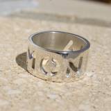 Sterling Silver Wide Band Ring With  . . . 