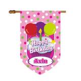 Monogrammed Birthday House Flag With Pink  . . . 