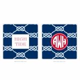 Personalized Coasters Nautical Knot Navy 