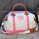 Monogrammed Weekender Canvas Bag With Pink  . . . 