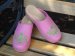 Bublegum Pink Leather Clog With Lime Green Monogram