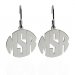 Monogrammed Silver Block Earrings On French Wire