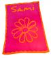 Monogrammed Flower And Scalloped Edge Knit Blanket