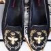 By Paige Silver And Gold Bee On Black Ladies Needlepoint Loafers 