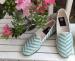 By Paige Ladies Aqua And White Herringbone Needlepoint Loafers