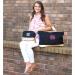 Personalized Black Canvas Cabana Tote And Monogrammed Cosmetic Bag