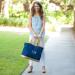Personalized Navy Blue Canvas Cabana Tote