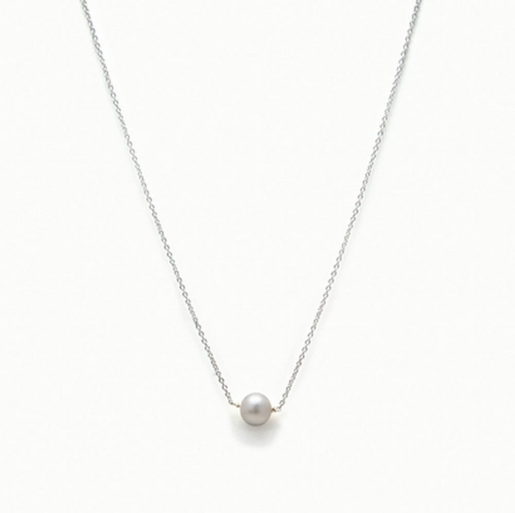 Single White Cultured Pearl Necklace On Silver Or Gold Chain