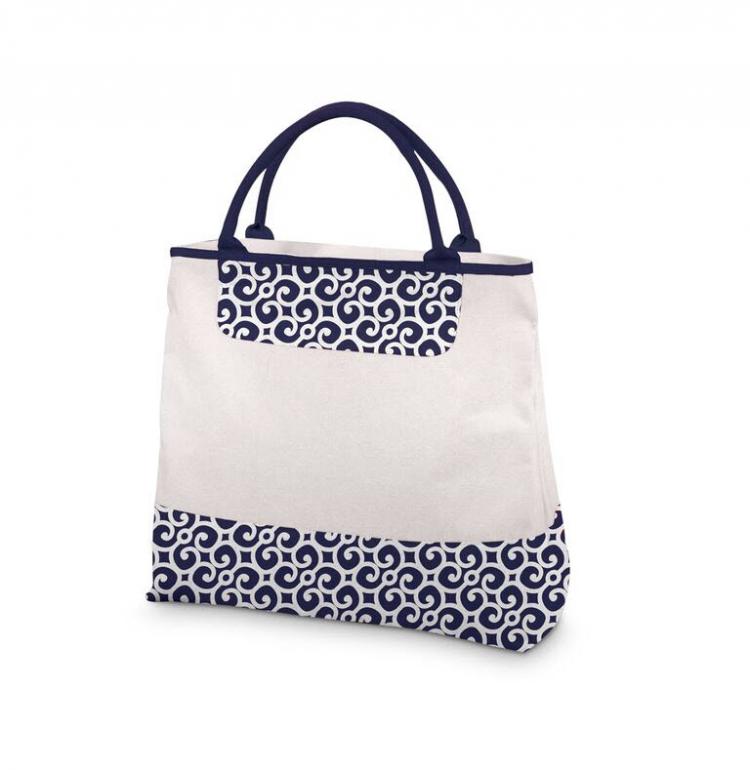 Monogrammed Deluxe Large Navy Blue Prep Canvas Tote