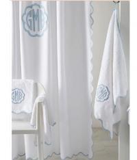 Matouk Monogrammed Le Scallop Shower Curtain