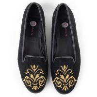 By Paige Gold Scroll Ladies Needlepoint Loafers