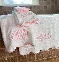 Cairo Hand Towel Scallop Edge Monogrammed