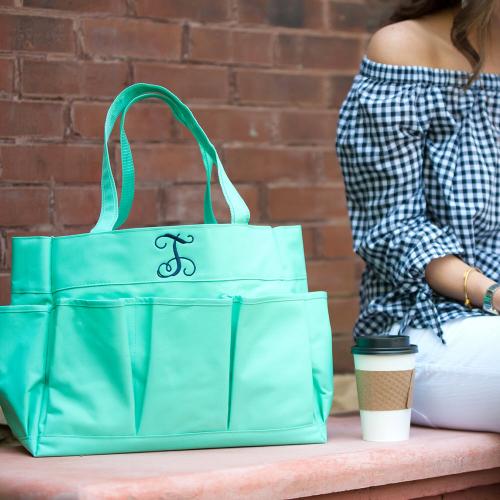 Personalized Mint Green Carry All Tote  Home & Garden > Household Supplies > Storage & Organization > Utility Baskets