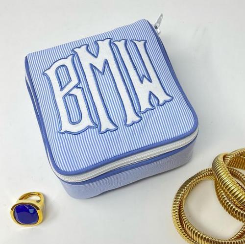 Monogrammed Single Andrea Jewelry Case 5" by 5" by 2.5"h  Luggage & Bags > Toiletry Bags
