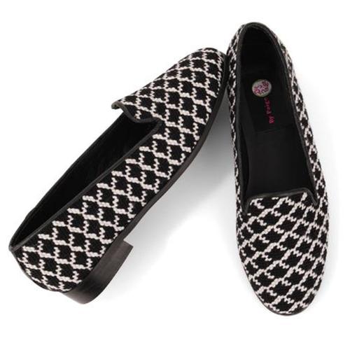 By Paige Black and White Fish Scale Ladies Needlepoint Loafers  Apparel & Accessories > Shoes > Loafers