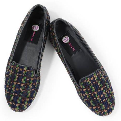 By Paige Navy Tweed Ladies Needlepoint Loafers  Apparel & Accessories > Shoes > Loafers