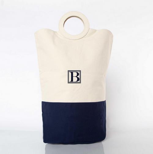 Monogrammed Canvas Laundry Hamper Tote  Home & Garden > Household Supplies > Laundry Supplies > Laundry Baskets