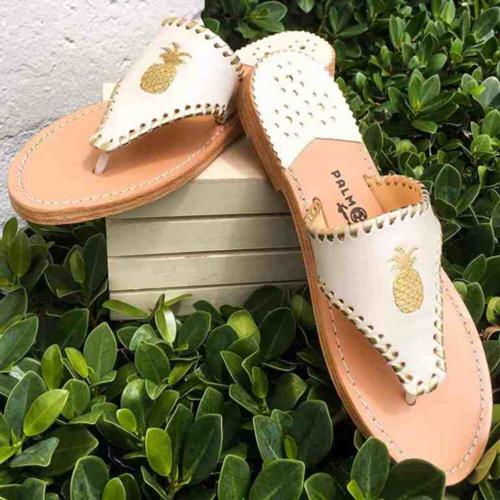 Palm Beach Classic Pineapple Sandals Shell with Gold  Apparel & Accessories > Shoes > Sandals > Thongs & Flip-Flops